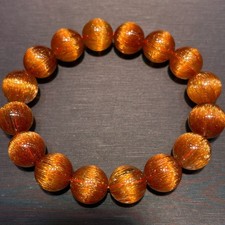 13.5MM TOP Natural Gold Rutilated Quartz Titanium Crystal Bracelet Reiki Healing picture