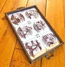 (Holland) Delft Brown serving tray, 1920s, antque tiles, wooden, metal handles picture