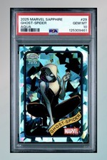 2025 Topps Chrome Marvel Sapphire GHOST-SPIDER /75 Aqua Refractor PSA 10 Gem 💎 picture
