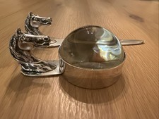 HERMES PARIS Vintage 1960s Horse Magnifier Silver/Glass Matching Letter Opener picture