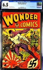 ⭐️Wonder Comics #1,1944 CGC 6.5 Rare 🙌Schomburg Sensational Reaper🇺🇸Victory picture