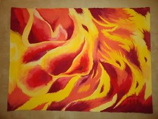 ORIGINAL HUGE PAINTING ENTITLED ''THE BURNING FLAME'' BY COMIC ARTIST JAMES CHEN picture
