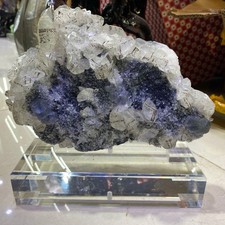 6.27LB  Natural fluorite and calcite Sulfur iron Quartz Crystal Mineral +stand picture