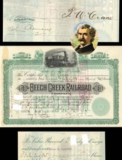 Beech Creek Railroad Co. signed by Samuel Clemens - Mark Twain - 1886-1889 dat picture