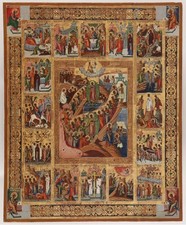 Magnificent Russian Orthodox Calendar Icon of the Great Feasts – Palekh School picture