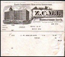 Z C M I Zions Cooperative Mercantile - Morman 1918 Salt Lake City - Letter Head picture