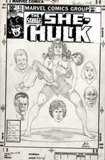 MIKE VOSBURG - She-Hulk #18 cover pencil art, large She-Hulk & crew1981 picture