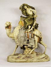 TURN TEPLITZ AMPHORA FIGURAL PORCELAIN GROUP CAMEL AND DESERT ARABIAN RIDER picture