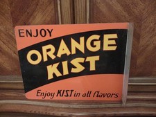 VINTAGE RARE ORIGINAL ORANGE KIST SODA POP METAL ADVERTISING FLANGED DSP SIGN picture