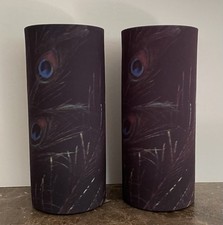 2 Gilles Caffier Paris 2010 Peacock Feather Neoprene Wrapped Stoneware Vase Sign picture