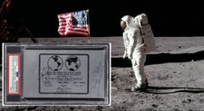 Signed Apollo XI 11 Lunar Plaque Card All 3 Neil Armstrong, Buzz Aldrin Auto PSA picture