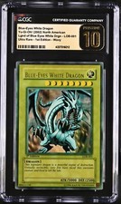 Yugioh Blue-Eyes White Dragon 1st Ed LOB Wavy Faded CGC 10 PRISTINE picture
