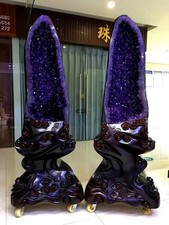 2PC 1380LB Natural Amethyst geode Crystal quartz Church Cathedral Geode+stand picture