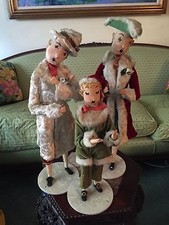 3 Original 1930'-40's BERNARD RAVCA DOLL CHRISTMAS CAROLERS FOR SHOP WINDOW OOAK picture