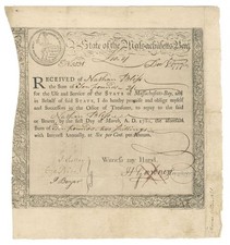 1777 dated Massachusetts Document - Colonial Bonds - Colonial Bonds picture
