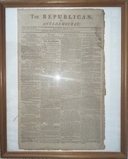 NEVER SEEN 3RD EVER ISSUED REPUBLICAN OR ANTI-DEMOCRAT NEWSPAPER JANUARY 4 1802 picture