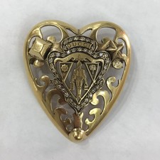 Authentic Yellow 18kt Solid Gold Vintage Gucci Brooch. 40 Genuine Diamonds picture