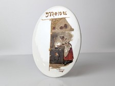 Luis Taberner Menu Plate in Oil on Porcelain Madrid 1896 picture