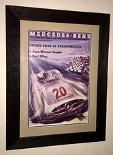 VINTAGE GRAND PRIX 1954 FRANKRIG RACE POSTER JUAN FANGIO MERCEDES BENZ VERY COOL picture