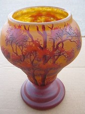 Rare Antique Original Art Nouveau Etched Trees Gorgeous Vase signed Daum Nancy picture