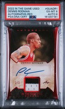 2022 LEAF IN THE GAME USED AUTOS RED #GUADR1 DENNIS RODMAN 2/3 PSA 6 AUTO 8 picture