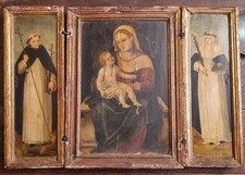 Antique Altarpiece St Dominic Of Guzman Virgin Baby Jesus S Catherine Of Siena picture