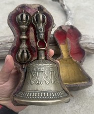 Tibetan Buddhist Antique Bell and Dorje Ritual Set with Original Case picture
