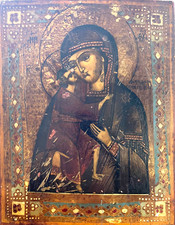 Icon Mother of God Fedorovskaya Antique Russian Oil Painting Circa 1880 Certificate picture