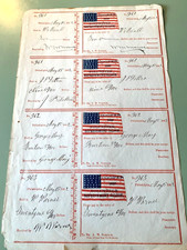 COOPER VOLUNTEER REFRESHMENT SALOON – Uncut Sheet of 1862 Civil War Receipts picture