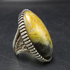 Indomitable TONEY MITCHELL Navajo BUMBLEBEE JASPER Sterling Silver RING size 9 picture