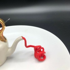 Porcelain Teapot and Saucer with Red Heart, Gold Handle (OOAK, Sculpture) picture