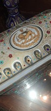 Vintage Italian Crystal Jewelry Box With Semi Precious Stones picture