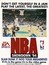1990s Vintage Sega NBA Showdown 94 Basketball Video Game Original Print Ad picture