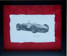Ferrari 156 “Sharknose” Original Pencil Drawing – Danny Day – Signed by Phil Hil picture
