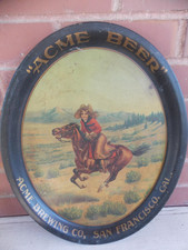 ANTIQUE ACME BREWING CO. SAN FRANCISCO BEER TRAY PRE PROHIBITION COWGIRL 1900'S picture