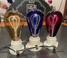 antique light bulb Thomson Houston bulb Edison bulb era WORKING x3 picture