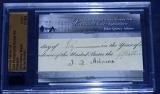 John Quincy Adams<>Autograph<>1/1<>Famous Fabrics Ink<>President Cut Signature picture
