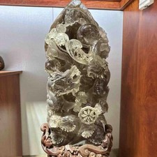 188LB Large A+++ Natural Smokey Quartz Dragon Carved Crystal Office Reiki  picture