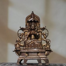 Antique Northern Wei Bronze Shakyamuni Buddha Statue Inscribed Altarpiece 11.4