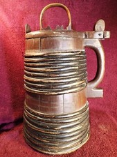 VERY LARGE 18+ inches ANTIQUE 1800-s WEDDING BEER MUG TANKARD SWEDEN SWEDISH picture