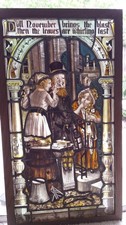 Antique English Victorian Stained Glass Window c.1890 Guy Fawkes Bonfire Night picture