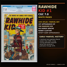 RAWHIDE KID #1 CGC 7.0 W PQ 1st App Series Ran 1955-1979 SCARCE #0154065003 picture