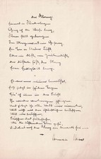 Hermann HESSE - Signed Autograph Manuscript. His poem 