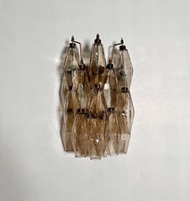 Vintage Murano Italian POLIEDRI smoked glass wall sconces picture