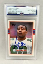 Cris Carter Signed Rookie Card 1989 Topps #121 PSA/DNA Minnesota Vikings COA picture
