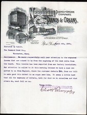 Needham Piano and Organ Co  1899 New York - SPECTACULAR Letter head Bill picture