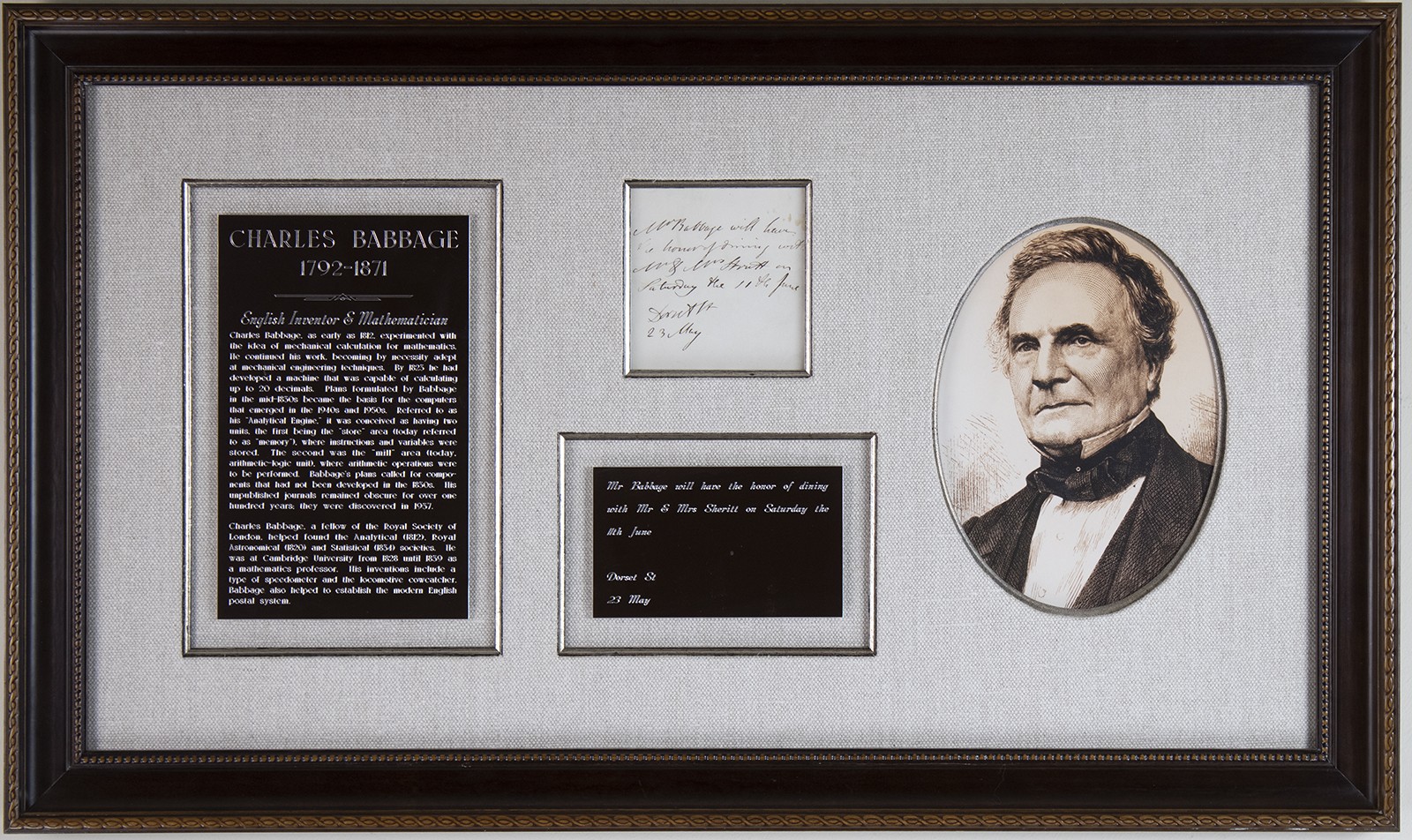 CHARLES BABBAGE - AUTOGRAPH NOTE SIGNED 5/23 CHARLES BABBAGE - AUTOGRAPH NOTE SIGNED 5/23