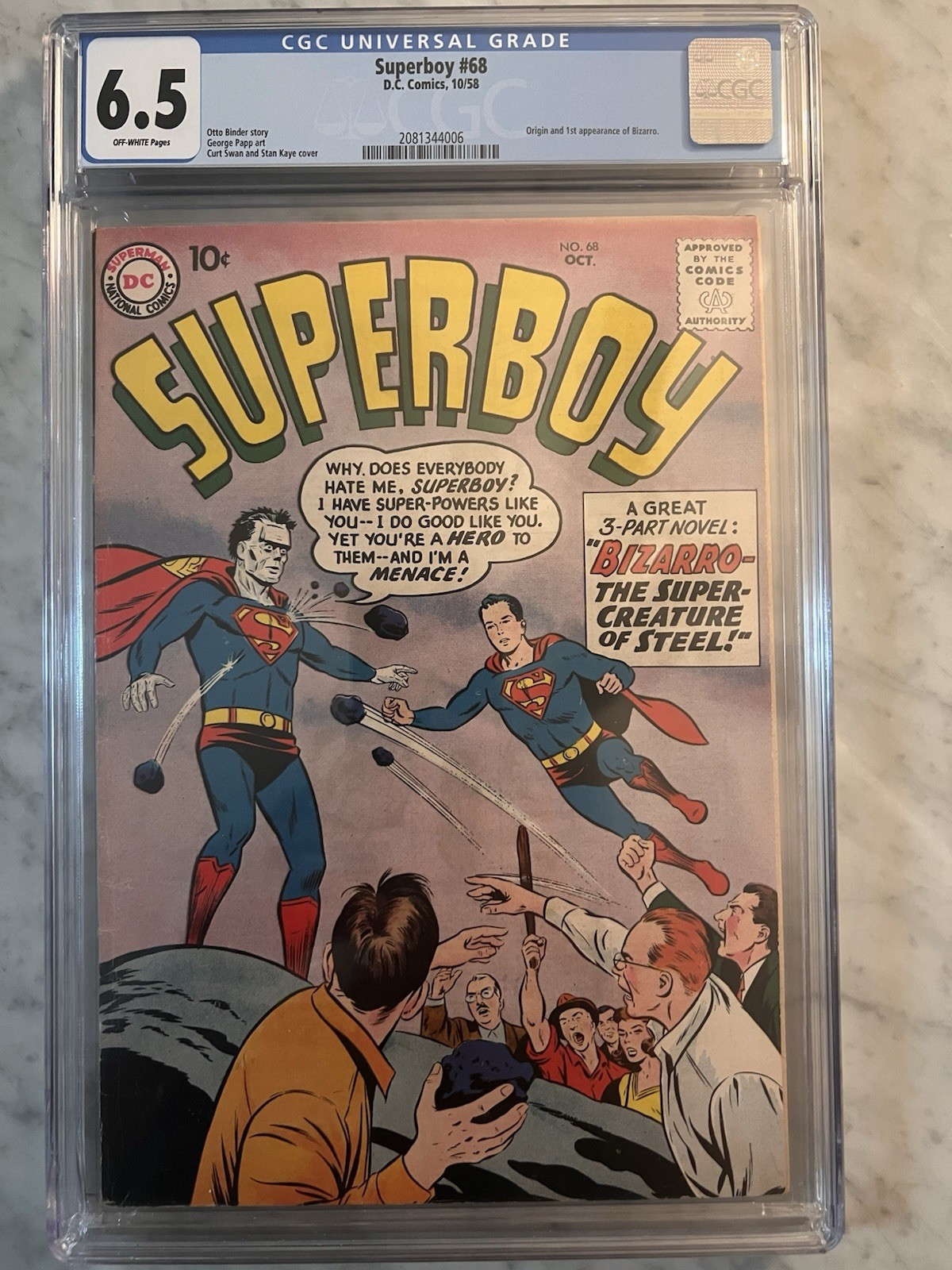 Superboy 68 10/58 Origin and First Appearance Of Bizzaro CGC 6.5 DC KEY