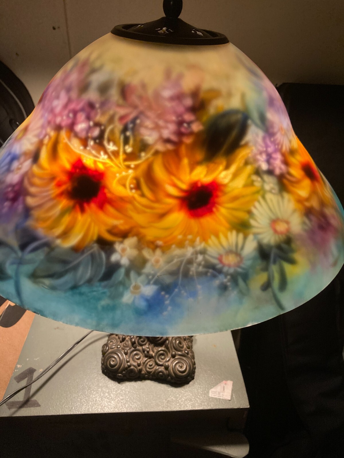 Vintage ULLA DARNI Reverse Painted Signed Authentic Table Lamp See Pics 17-3/4 Vintage ULLA DARNI Reverse Painted Signed Authentic Table Lamp See Pics 17-3/4
