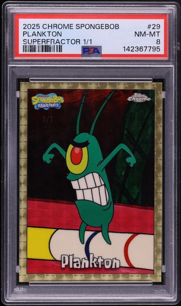 2025 Topps Chrome SpongeBob SquarePants Plankton 1/1 Superfractor PSA 2025 Topps Chrome SpongeBob SquarePants Plankton 1/1 Superfractor PSA